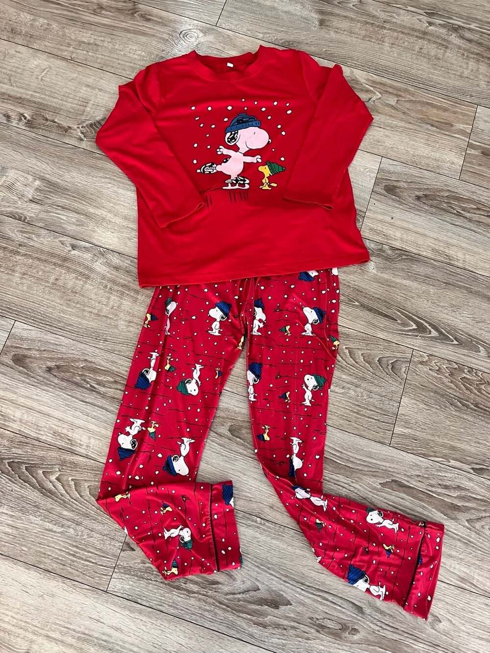 Peanuts Snoopy Christmas Pajama Set Size S W Red